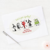 ムカつく!不気味なモンスター子供の誕生日 楕円形シール (封筒)