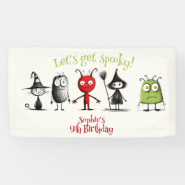 ムカつく！不気味なモンスター子供の誕生日 横断幕