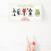 ムカつく！不気味なモンスター子供の誕生日 横断幕 (インサイチュ)