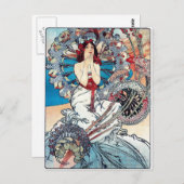 ムカ モナコ モンテカルロ アールデコ ポスターの女性 ポストカード (正面/裏面)