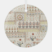 ムガルフローラペイズリー：エスニックデジタルエレガンス。 ガラスオーナメント (正面)