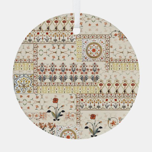 ムガルフローラペイズリー：エスニックデジタルエレガンス。 ガラスオーナメント (裏面)