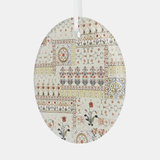 ムガルフローラペイズリー：エスニックデジタルエレガンス。 ガラスオーナメント (正面左)