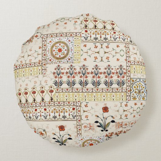 ムガルフローラペイズリー:エスニックデジタルエレガンス。 ラウンドクッション (裏面)