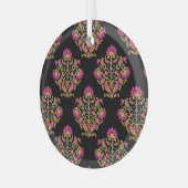 ムガルフローラペイズリー、シームレスデザイン。 ガラスオーナメント (正面左)