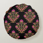 ムガルフローラペイズリー、シームレスデザイン。 ラウンドクッション (裏面)
