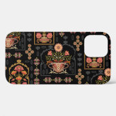 ムガルフローラモチーフ:黒シームレス。 Case-Mate iPhoneケース (裏面 (横))