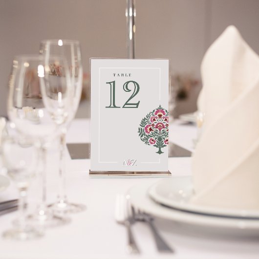 ムガルフローラ結婚のテーブル番号カード – エレガント テーブルナンバー