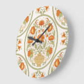 ムガル柄ファンタジー花柄 ラージ壁時計 (傾斜)
