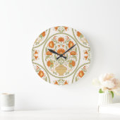 ムガル柄ファンタジー花柄 ラージ壁時計 (ホーム)