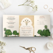 ムガル王室のテーマガーデンインディアンスタイル結婚ズ 三つ折り招待状