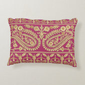 ムガル美術作品インディアン伝統的アンティーク金ゴールドb アクセントクッション (裏面)