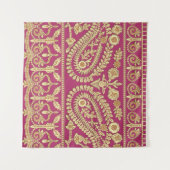 ムガル美術作品インディアン伝統的アンティーク金ゴールドb タペストリー (正面(横))