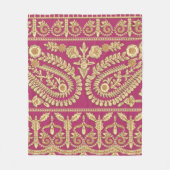 ムガル美術作品インディアン伝統的アンティーク金ゴールドb フリースブランケット (正面)