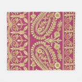 ムガル美術作品インディアン伝統的アンティーク金ゴールドb フリースブランケット (正面(横))