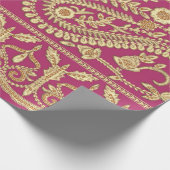 ムガル美術作品インディアン伝統的アンティーク金ゴールドb ラッピングペーパー (角)