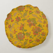 ムガールアートのモチーフとテキス縁どティ・デジタル技術 ラウンドクッション (裏面)