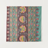 ムガ伝統的ル縁どアート，パターン，花，ジョー タペストリー (正面(横))