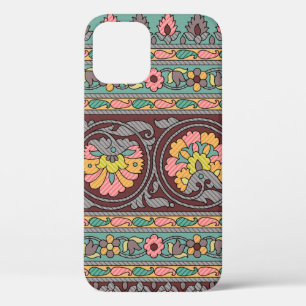 ムガ伝統的ル縁どアート,パターン,花,ジョー iPhone 12ケース