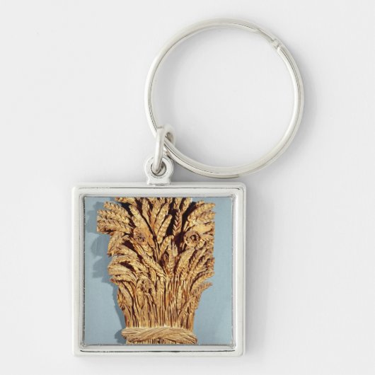 ムギおよび花の耳を搭載するパン屋の印 キーホルダー (正面)