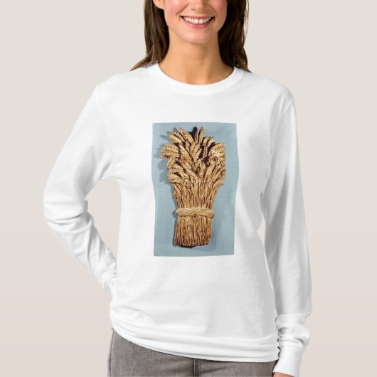 ムギおよび花の耳を搭載するパン屋の印 Tシャツ (正面)