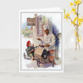 ムギの挨拶のヴィンテージの"起きる蒸気"のクリーム カード (黄色い花)