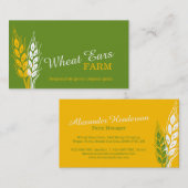 ムギの耳の穀物の農場の緑の黄色の名刺 名刺 (正面/裏面)