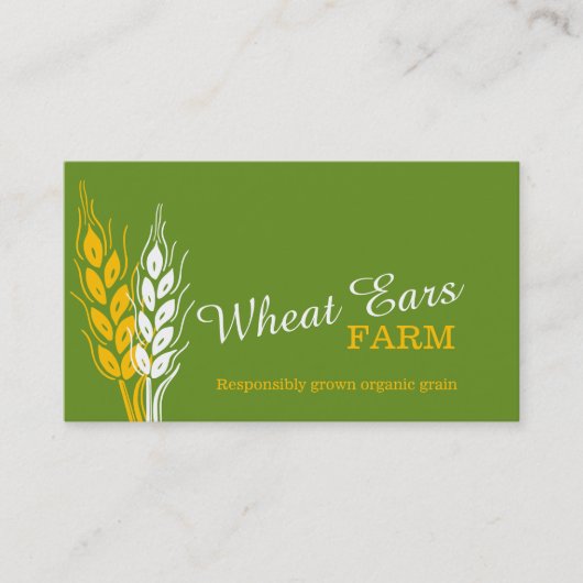 ムギの耳の穀物の農場の緑の黄色の名刺 名刺 (正面)