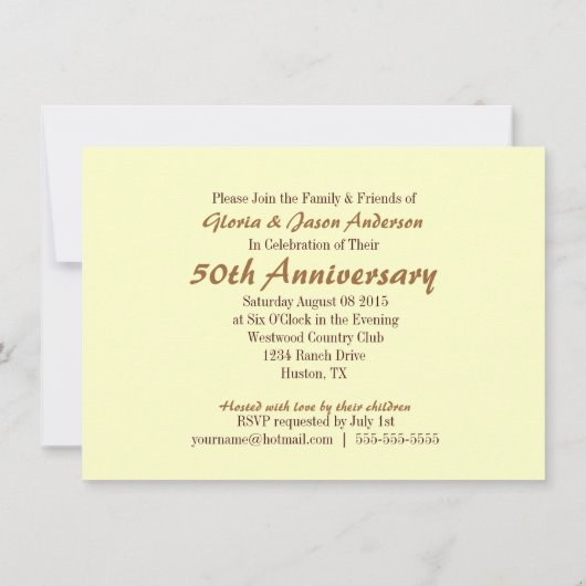 ムギの農場の西部のカウボーイ第50の結婚記念日 招待状 (裏面)