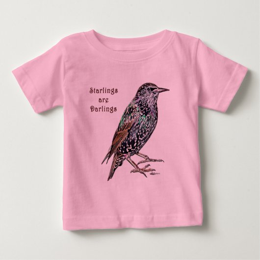 ムクドリは愛すべき鳥 ベビーTシャツ (正面)