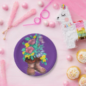 ムクルクブーツ&春フラワーデザイン紙プレート ペーパープレート (パーティー)