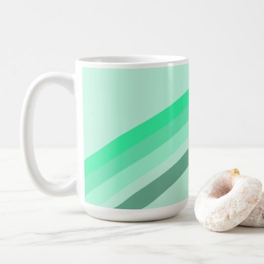 ムグと穏やかな緑のストライプ コーヒーマグカップ (ドーナツ)