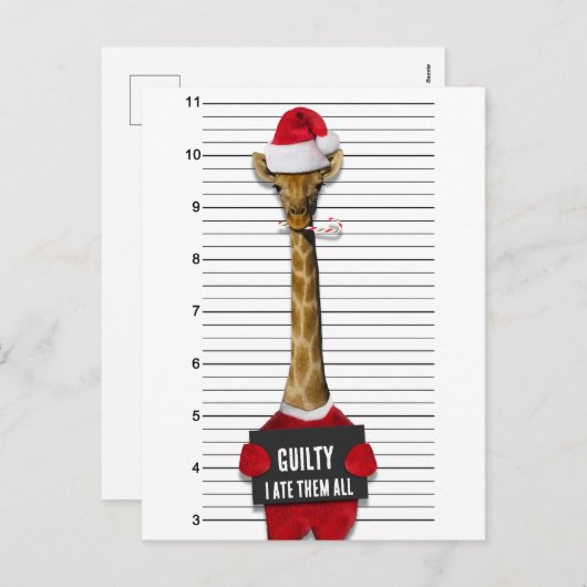 ムグショットおもしろいクリスマスの罪のキリン シーズンポストカード (正面/裏面)