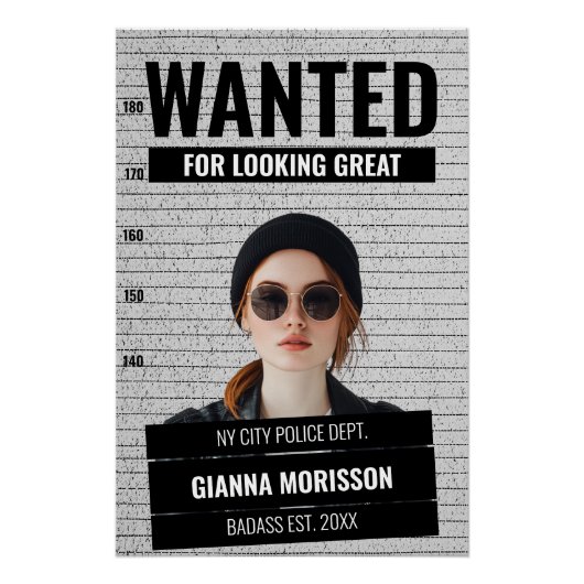 ムグショットおもしろい指名手配名前をカスタムする&文字ポスター ポスター (正面)