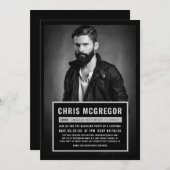 ムグショットボード独身パーティーの招待状 招待状 (正面/裏面)