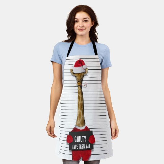 ムグショット罪のおもしろいキリン・クリスマス エプロン (着用した状態)