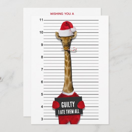 ムグショット罪のキリンのおもしろいクリスマス シーズンカード (正面/裏面)