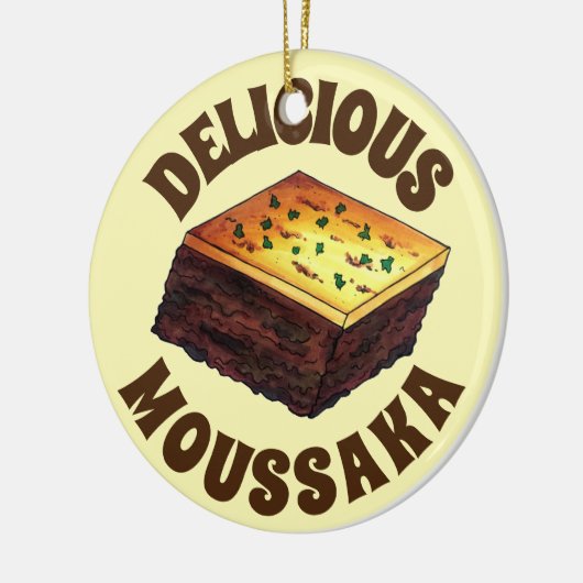 ムサカギリシャ地中海の食品茄子ポテト セラミックオーナメント (左)