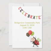 ムシムシ1歳の誕生日 花のデザイン 招待状 (裏面)