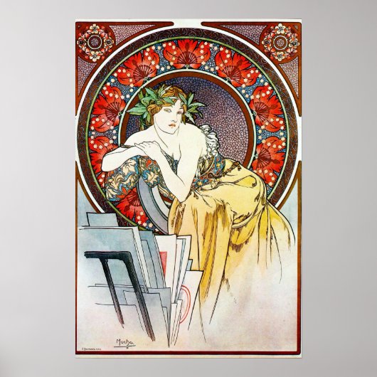ムシャによるサロン・デ・サン百点展の古き良きアール・ヌーヴォー広告 ポスター (正面)