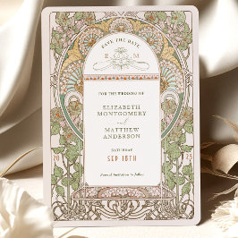 ムシャの「Save the Date」ヴィンテージ アートヌーボー 招待状