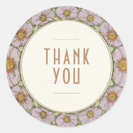 ムシャ風 アールヌーヴォー ヴィンテージ サンクスステッカー ラウンドシール