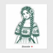 ムジェメキシカーナミニマルラインアートグリーンステッカー シール (シート)