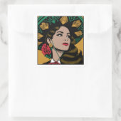 ムジェールマリアチメキシカーナヒスパニック伝統ステッカー スクエアシール (バッグ)