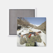 ムジャヘデーン警備員が米国の軍隊メンブと歩く マグネット (正面/裏面)