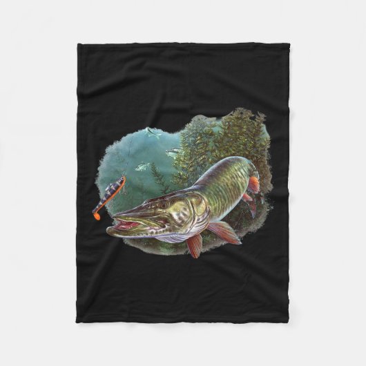 ムスキーハンタームスキー漁師フライ釣りルアー11月 フリースブランケット (正面)