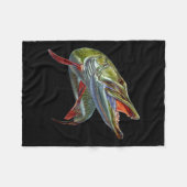 ムスキーハンタームスキー漁師ルアーフライ釣り11月 フリースブランケット (正面(横))