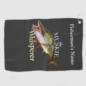 ムスキーパーソナライズされたウィスパーラーダーク魚釣りタオル ゴルフタオル (横)
