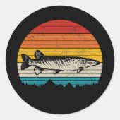 ムスキーヴィンテージパイクムスキー魚釣りメンフィッシャーマン ラウンドシール (正面)