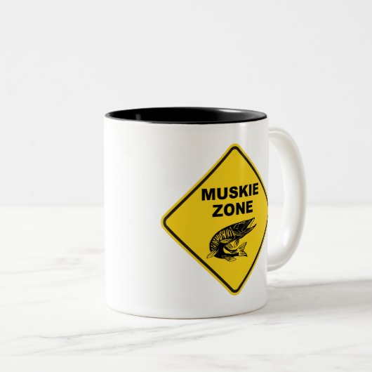 ムスキー魚釣りゾーン標識 ツートーンマグカップ (正面右)